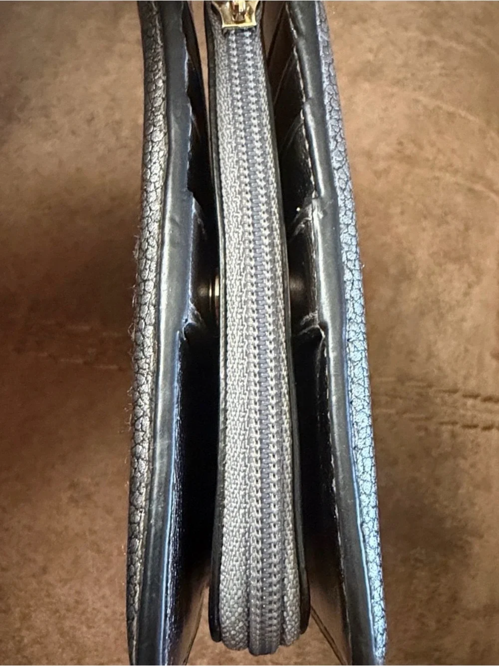 kate spade Metallic Gunmetal Zip Bifold Wallet
